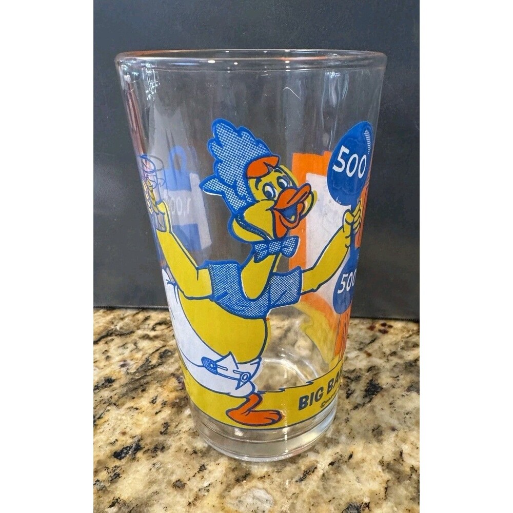 VINTAGE 1970s CARTOON GLASS: BIG BABY HUEY, SUPER NICE, PEPSI COLLECTOR SERIES